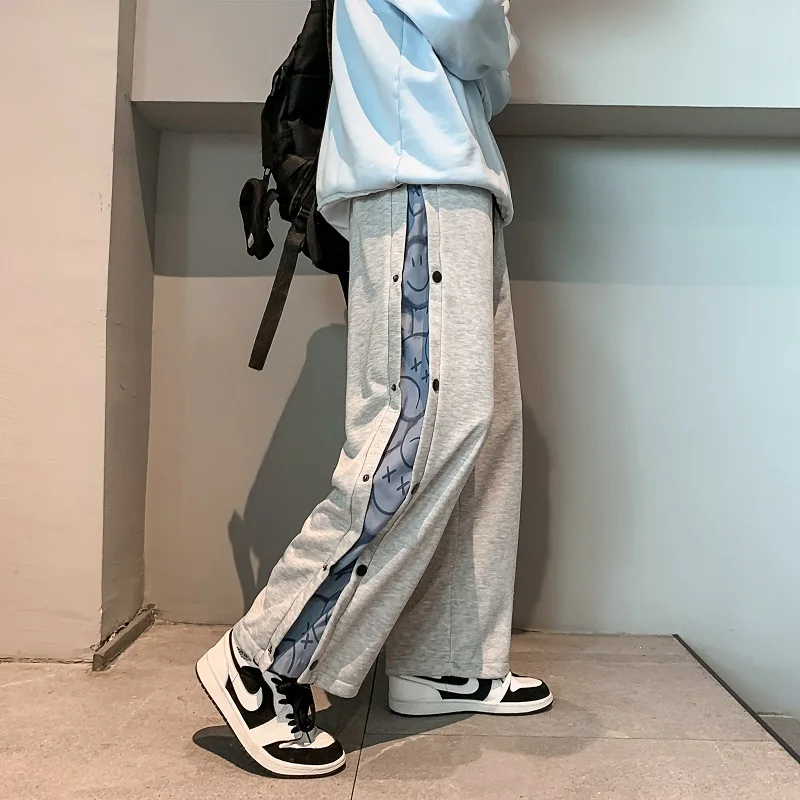 

Men Hip Hop Smiley Print Jogger Pants 2021 Summer Vintage Patchwork Harajuku Streetwear Sweatpants Casual Summer Track Trousers
