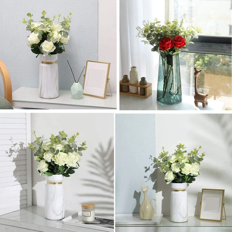 

4 Pcs Artificial Eucalyptus Greenery Branches Stems Fake Plants for Bouquet Wedding Christmas Party Home Craft Decor