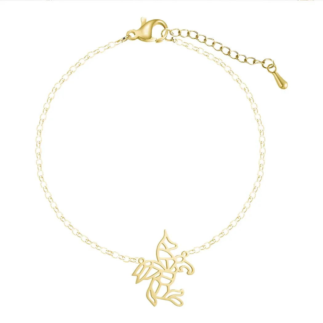 QIMING оригами Единорог женские браслеты летающая лошадь милые животные модные на