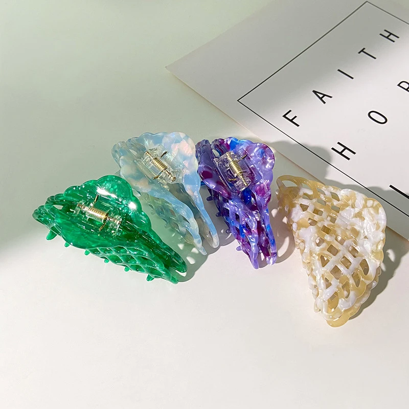 

Korea Acetate Clamp Back Head Hairpin French Retro Color Hair Claw Headdress Hairpin Female Shark Clip