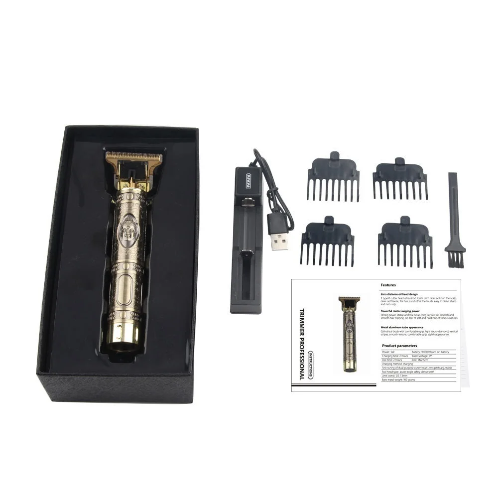 

USB Rechargeable Baldheaded Hair Clipper Electric Hair Trimmer Cordless Shaver Trimmer 0mm Men's Barber Hair Cutting Machine