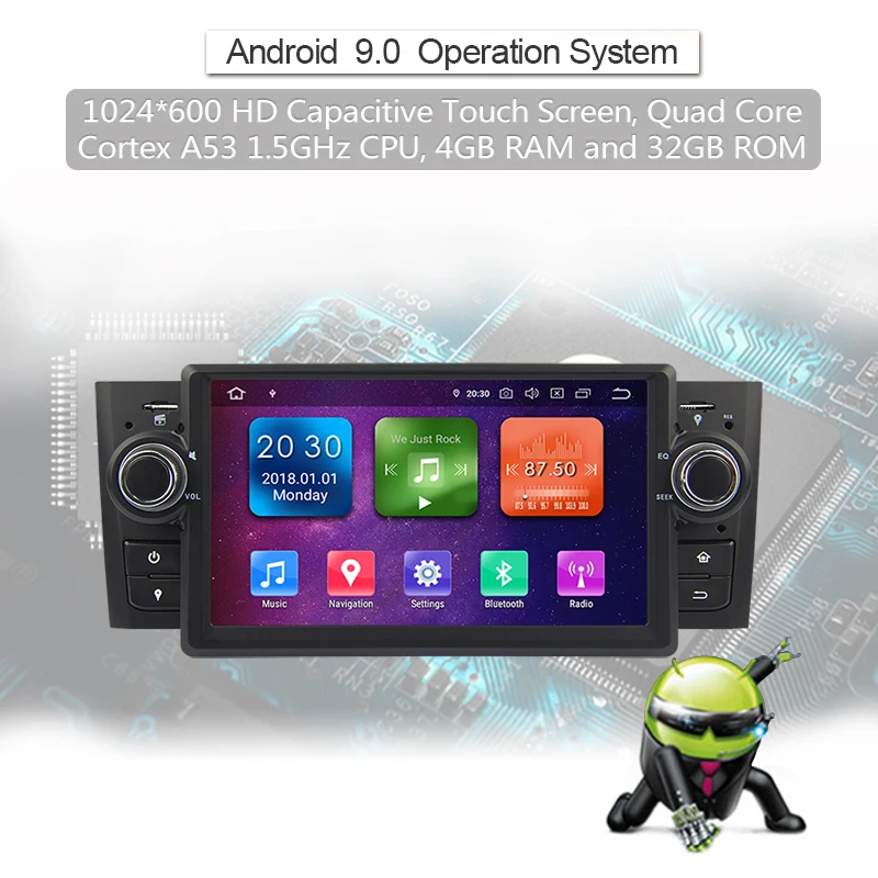 Android 9,0 Восьмиядерный 4G ram 64G rom gps навигация " автомобильный DVD мультимедиа для Fiat Grande Punto/Linea 2007-12 с радио/BT/RDS
