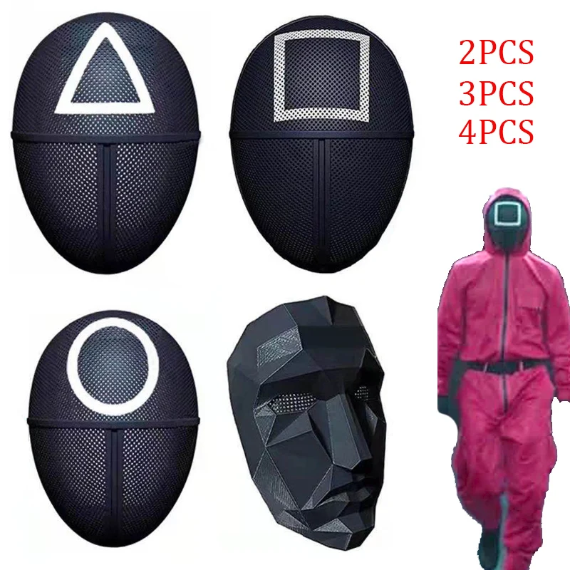 

2/3/4PCS Squid Game Cosplay Mask Supervisor Masquerade Accessories Halloween Party Prop Christmas Masque Toys For Children Kids