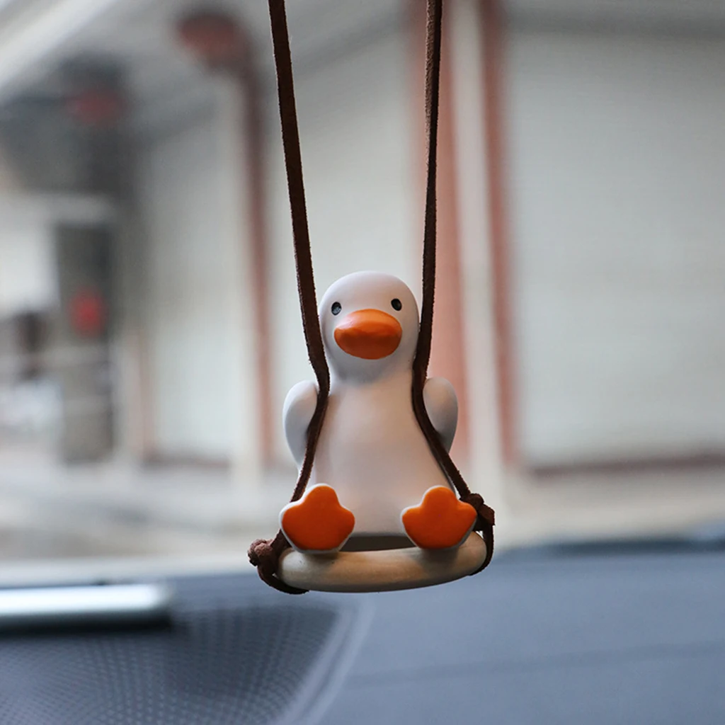 

Little Duck Swing Pendant Car Charm Interior Rear View Mirror Hanging A Symbol of Luck Romantic Gift for Girl