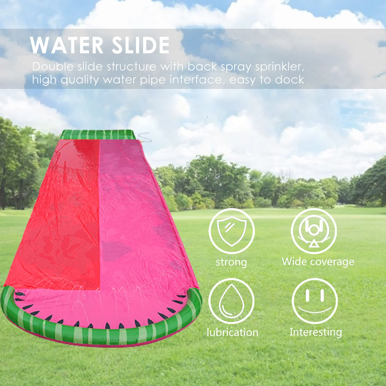 

Water Slide Lawn, Double Lane Slip for Backyards PVC Water Toy, Waterslide with Sprinkler, Kids Outdoor Summer Water Toys