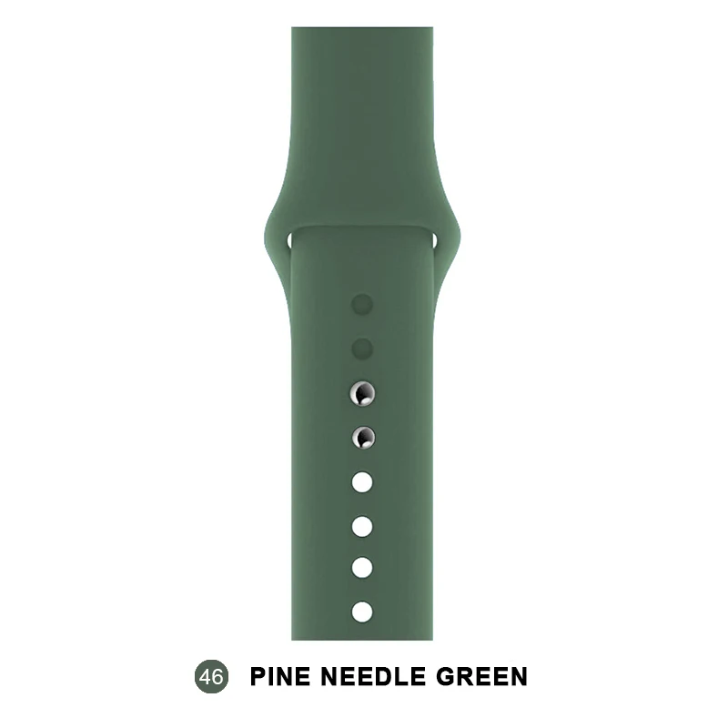 Pine needle green Мягкий силиконовый сменный спортивный ремешок для Apple Watch версии 4, 3, 2, 1, 42 мм, 38 мм, браслет на запястье, ремешок для iWatch 4, 40 мм, 44 мм, спортивный - Цвет ремешка: Pine needle green