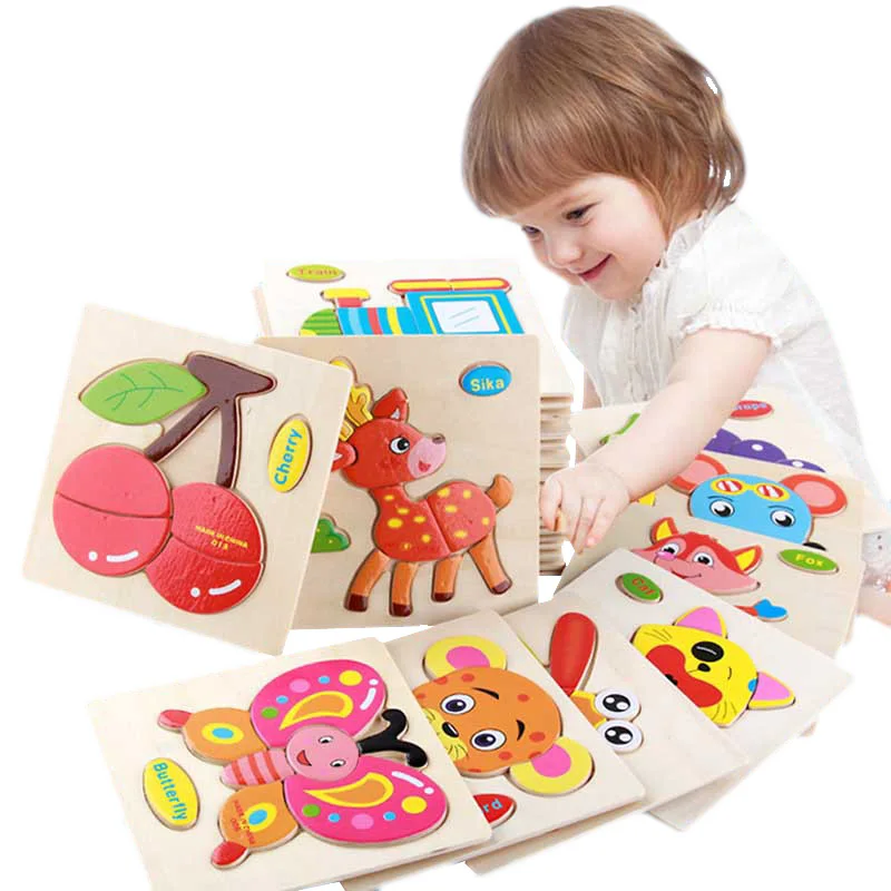 

Baby Toys Wooden 3D Puzzle Cartoon Animal Intelligence Kids Educational Brain Teaser Children Tangram Shapes Learning Jigsaw
