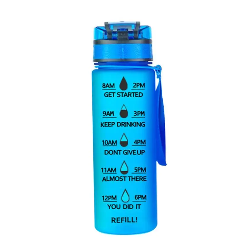 

Large Capacity Sports Water Bottle with Time Marker Plastic Bouncing Cover Cup Q84C