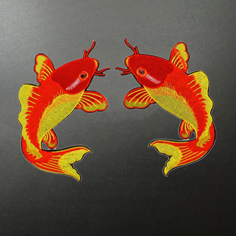 1 пара нашивок с красным карпом и рыбой аппликация для утюга аксессуары вышивки