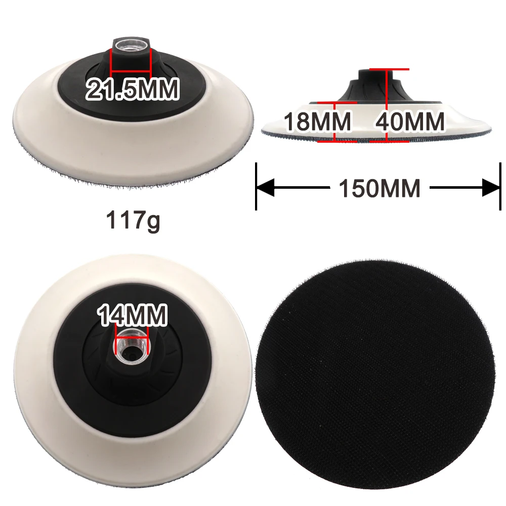 

4 дюйма, 5 дюймов, 6 дюймов, шлифовальная подушка M10, M14, резьба, крючок и петля, опорная пластина, самоклеящиеся полировальные подушки, абразивные инструменты для орбитальной автомобильной полировки