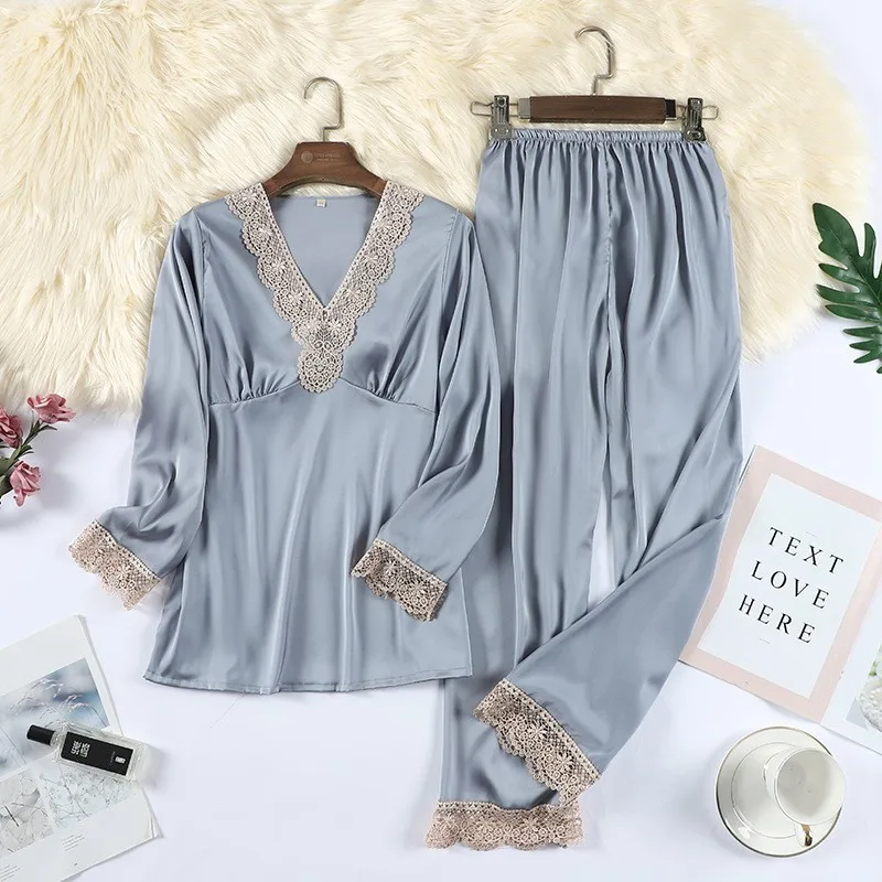 

Women Spring Summer 2pcs Sleepwear Pijamas Suit Printed Leopard Pajamas Set Casual Loose Sleep Set Silky Soft Satin Home Clothes