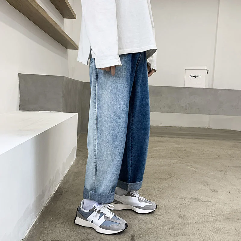 Мужские джинсы с градиентным переходом цвета повседневные свободные брюки в