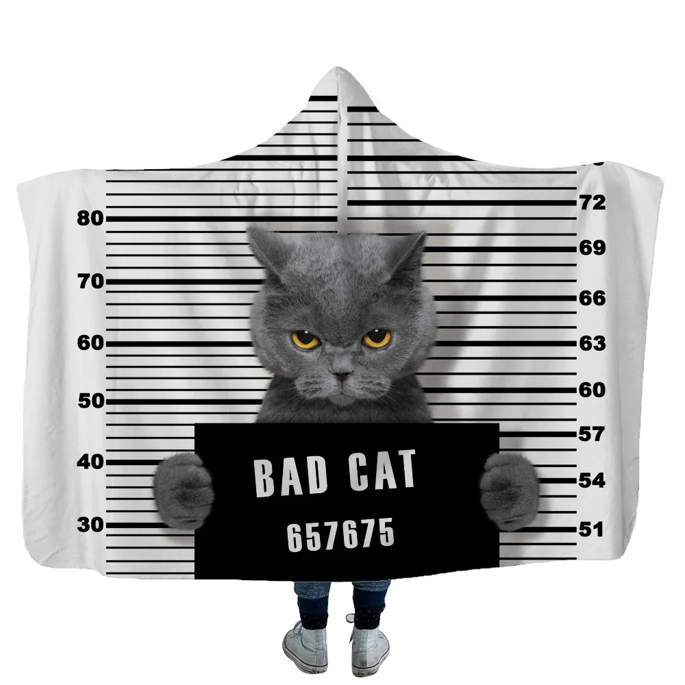 Одеяло с капюшоном домашнее переносное мягкое теплое одеяло 3D принтом плохой