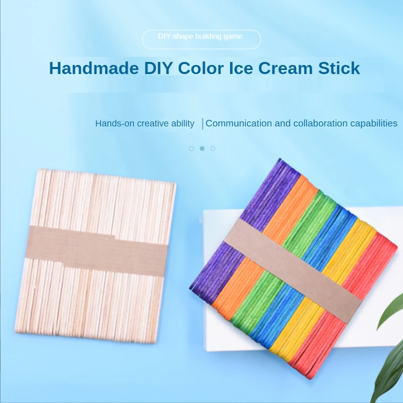 

Kindergarten Handmade Materials DIY Popsicle Stick Color Round Adhesive Velcro Ice Cream Stick Game Parent-child Education