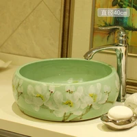 elegant magnolia green glazed conventional new chinese retro ceramic art basin