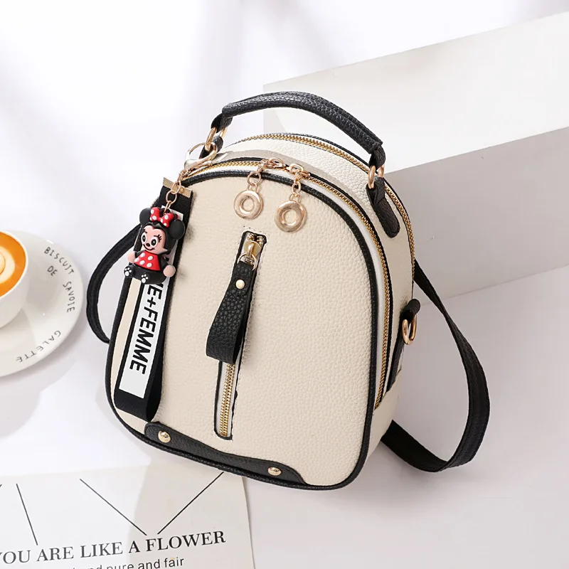

Disney 2021 mickey mouse pu backpack lady shoulder bag cartoon fashion handbag messenger bag