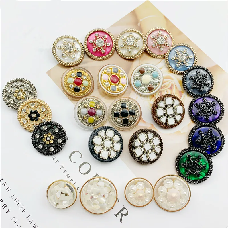 6 шт. 25 мм металлические стразы пуговицы жемчужные для шитья хвостовик одежды DIY