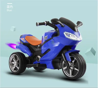 Детский Электрический мотоцикл трехколесный большой игрушечный автомобиль может сидеть на батарейках для мальчиков и девочек с дистанционным управлением детская коляска