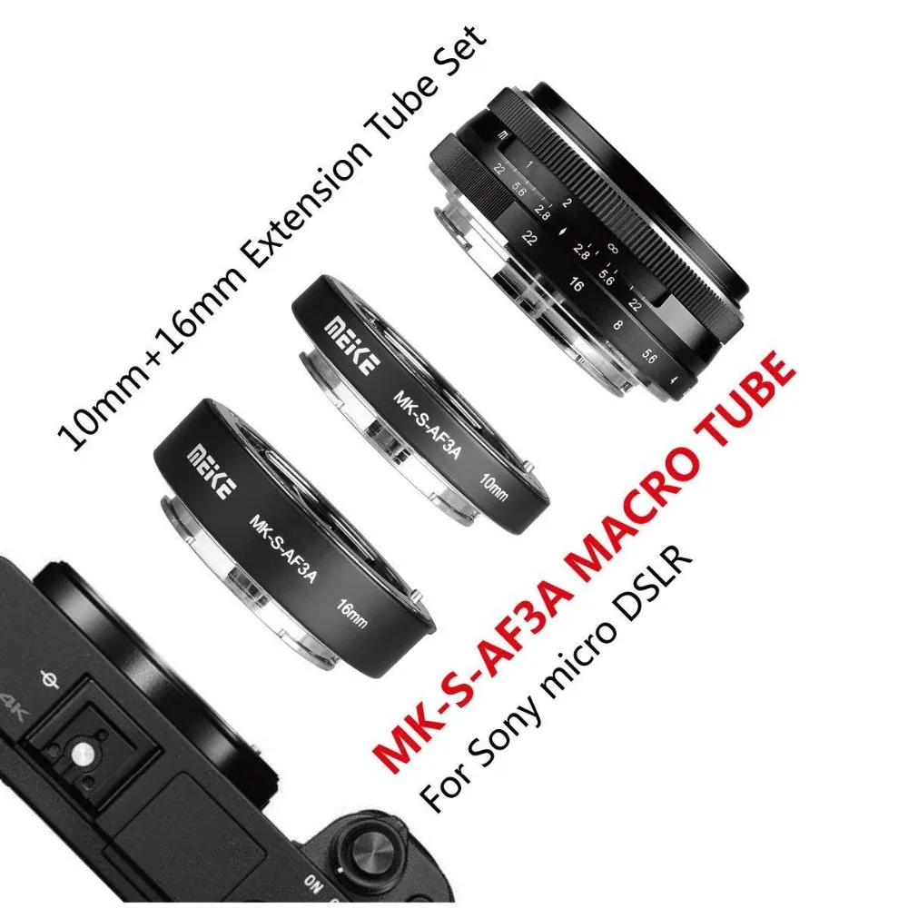 Удлинительная макротрубка Meike с автофокусом 10 мм 16 для Sony E Mount FE A7SII A7R NEX F3 Женская