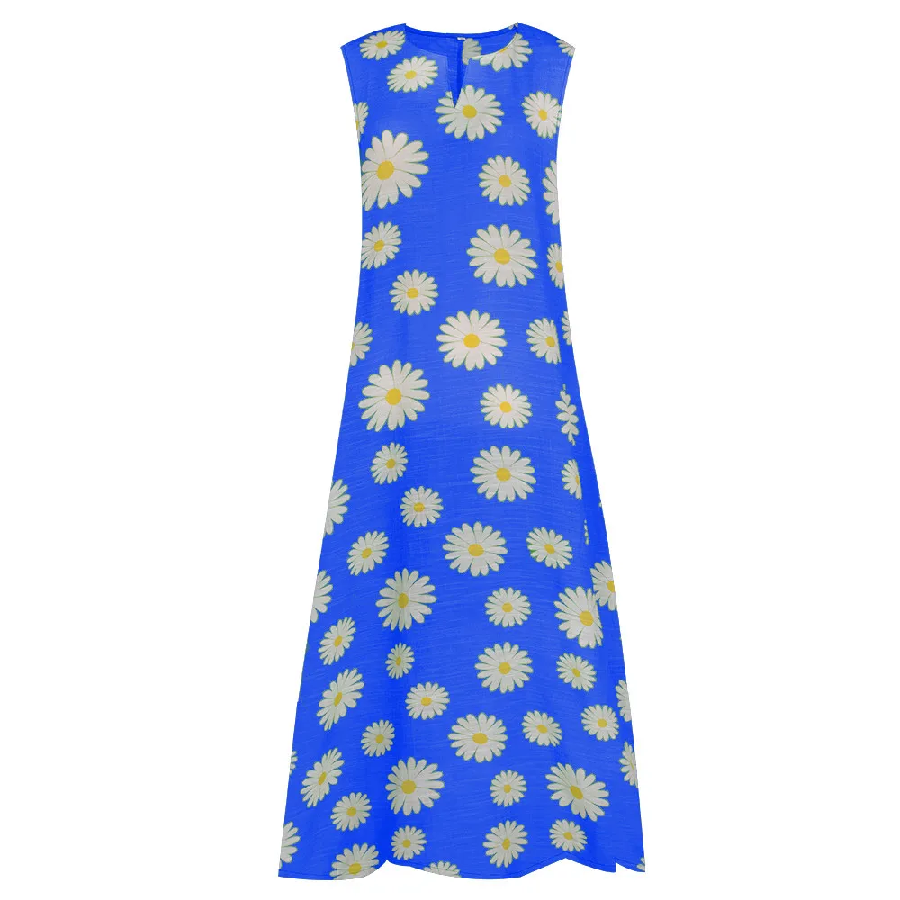 Длинное платье с цветочным принтом размера плюс модная Маргаритка женское