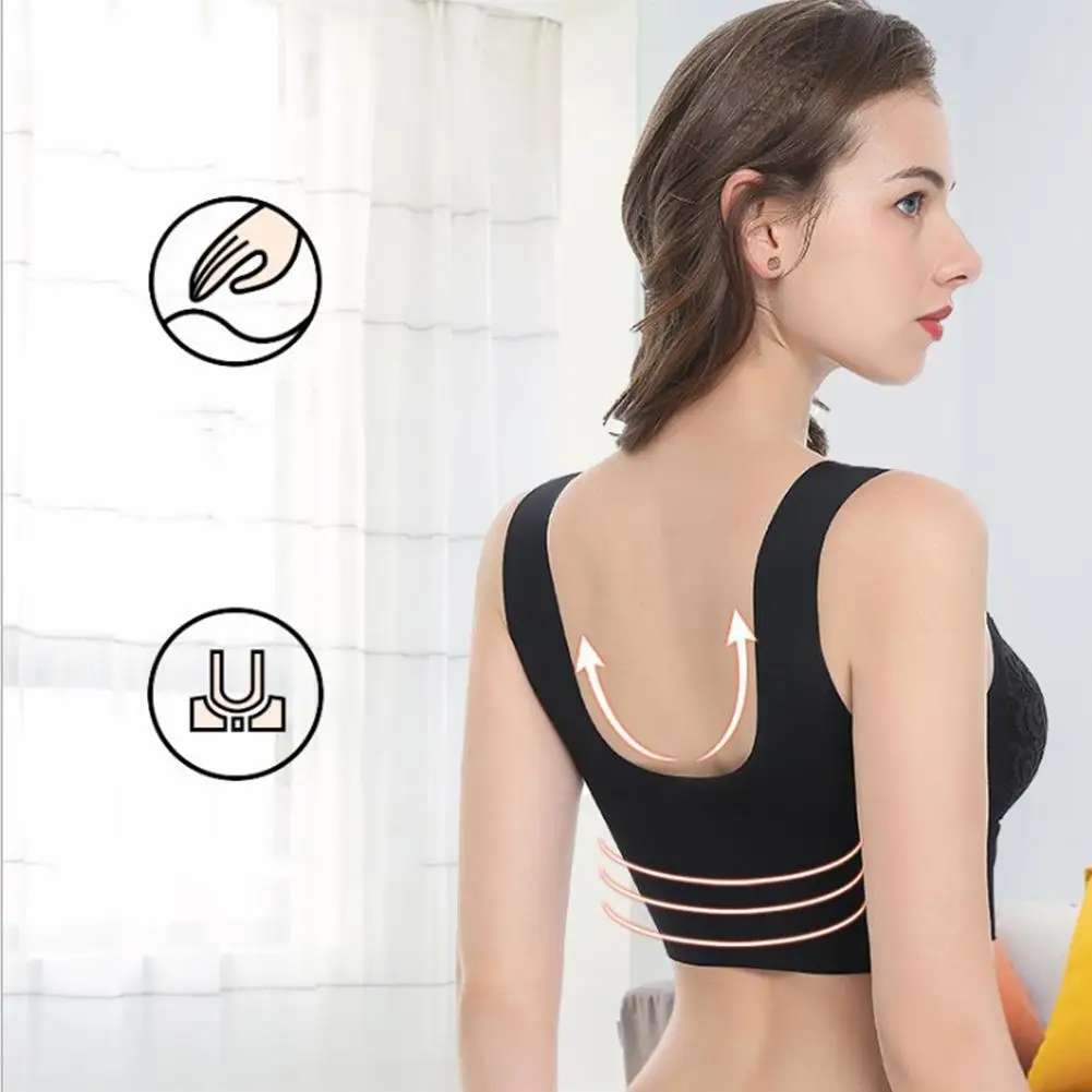 Беспроводной бюстгальтер фиксированный двойной плечевой ремень топа с полной