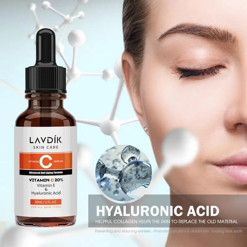 

LAVDIK Natural Vitamin C Serum Liquid Hyaluronic Acid Essence Moisturizng Anti Aging Anti Wrinkle Serum For Skin Care TSLM2