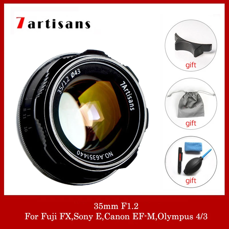7artisans 35 мм F1.2 большой группа перфорированных APS C алюминиевый объектив для Sony E Mount