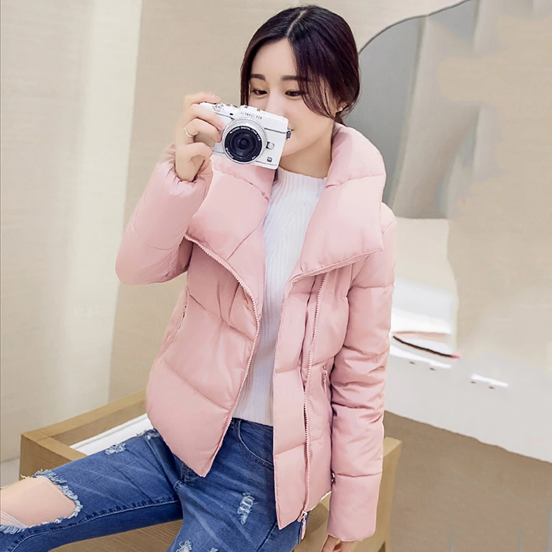 Женская ветрозащитная куртка однотонная теплая с воротником-стойкой на зиму 2021 |