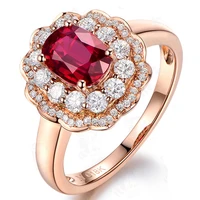 big ruby gemstone women rings full zircon diamonds 18k rose gold color red crystal luxury wedding engagement band party jewelry