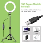 Кольцевой светодиодный светильник для селфи, 610 дюйма, USB, с регулируемой яркостью, со штативом
