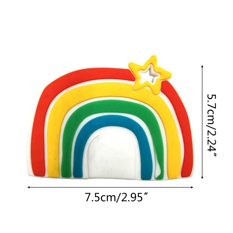 

Newborn Teething Nursing Toys BPA Free Food Grade Silicone Cartoon Rainbow Silicone Teether Baby Soother Molar Beads