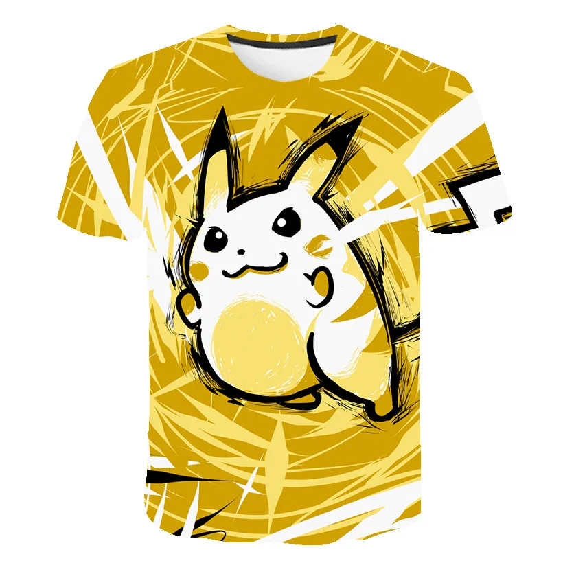 

Janpan Anime Pikachu T-shirt Pokemon Short Sleeve Cartoon Anime harajuku 3D T-shirt For Kids Boys Print Hip Hop Unisex Clothes