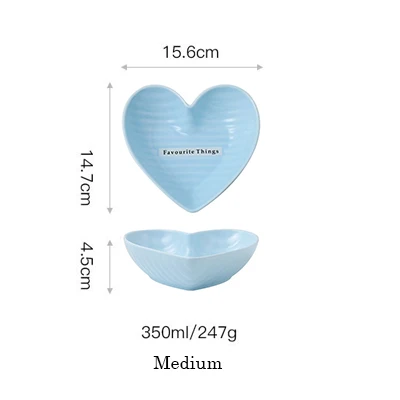 Medium Blue bowl 1 шт. керамическая миска в форме сердца, тарелка для суфле, пудинг, миска для закусок, посуда, фарфоровая десертная тарелка, пара посуды - Цвет: Medium Blue bowl