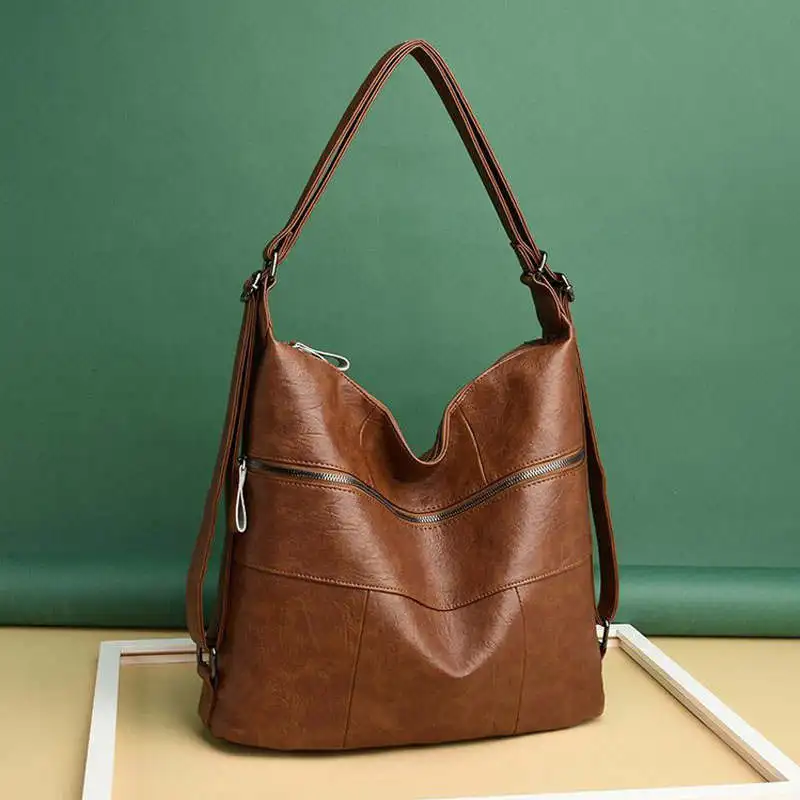 Большая вместительная женская сумка на плечо дизайнерские кожаные сумки через