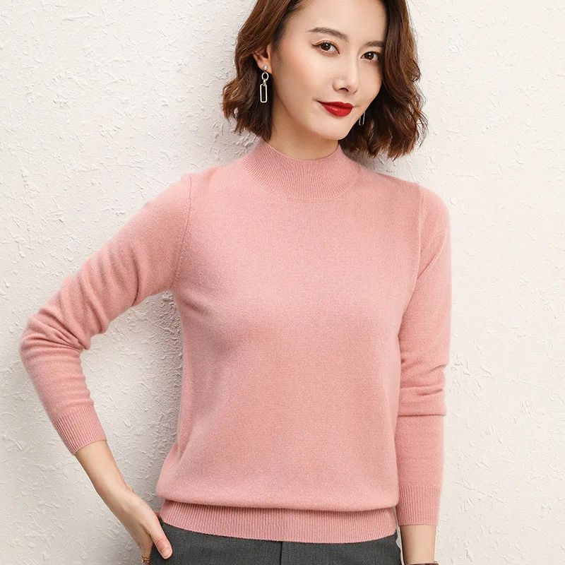 

Half high neck 2020 new slim knit korean tops sweaters for women