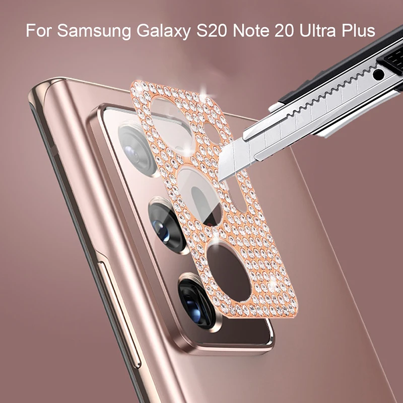 For Samsung S21 Ultra Ring Diamond Metal Phone Camera Lens Protection Case For Samsung Galaxy Note20 S20 Plus Ultra Lenses Cover