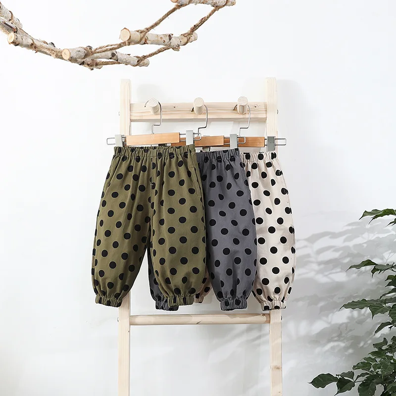 

Children's New Kids' Trousers Korean Style Polka Dot Printed Cotton Harem Pants Boys and Girls' Leisure Trousers Drop Shipping