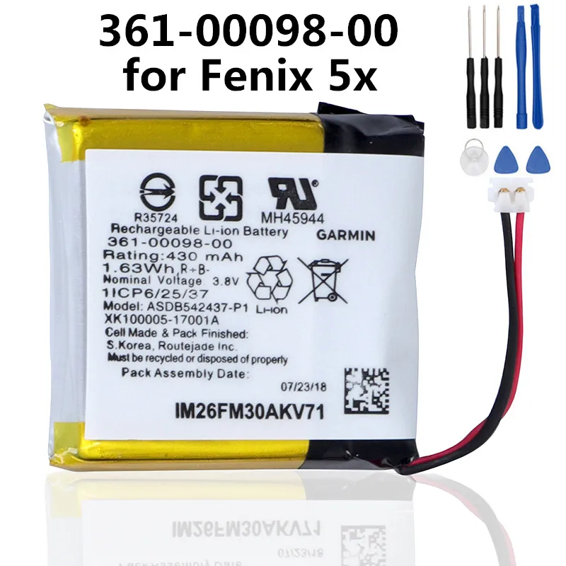 Оригинальный аккумулятор для часов 361-00097-000 361-00098-00 Garmin Fenix 5 5X сменный 255 мАч -