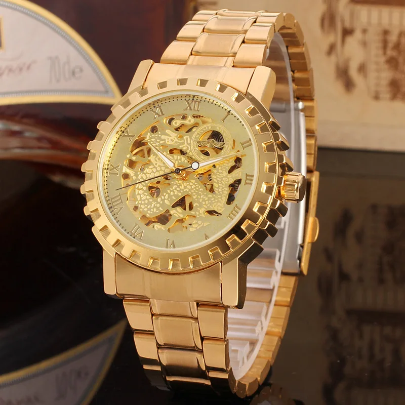 

winner043 steel band men's watch fashion hollow automatic mechanical watch business men's watch