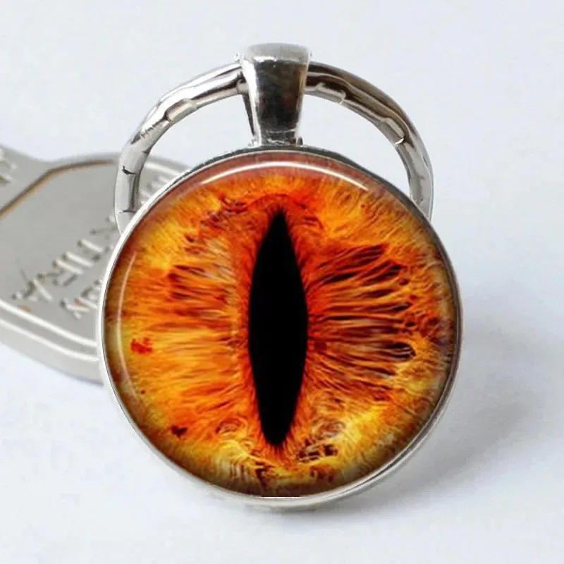 

Fiery Cat Eye Necklace Charms Dragon Eyes Photo Glass Cabochon Pendnat Handmade Black Leather Chain Necklaces Women Men Jewelry