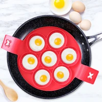 1pc 7 cavity omelette device porous non stick round shape silicone mold omelette maker creative egg tools pancake rings
