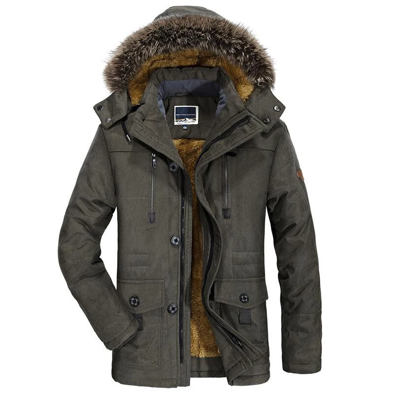 

-15 Degree Winter Parkas Men Hooded Fur Collar Thicken Warm Winter Jacket Men Wool Liner Windbreaker Plus Size 6XL Parka Men