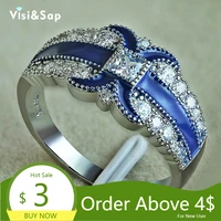 visisap unique x shaped blue dropping glue zircon rings for women white gold color ring birthday gifts wholesale jewelry b2592