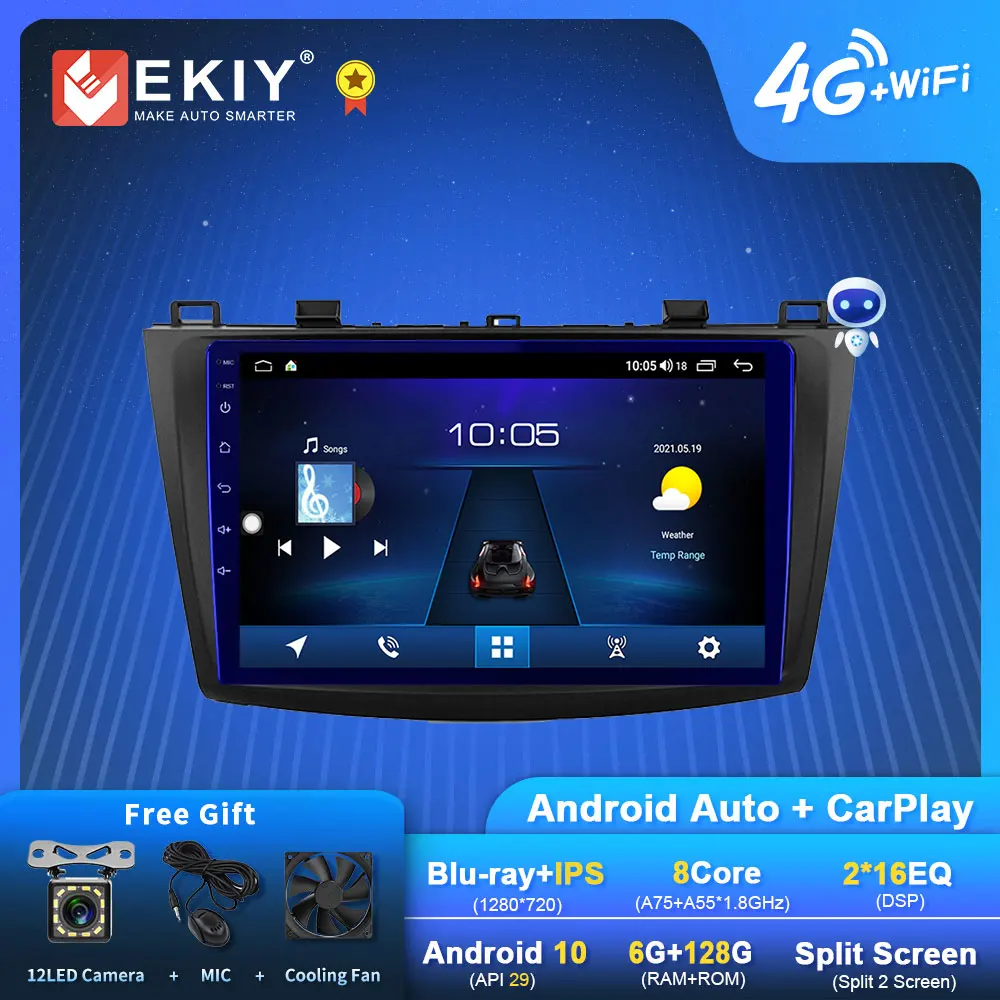 

EKIY S7T Android 10 Car Radio For MAZDA 3 2009 -2012 Navi 1280*720 IPS Carplay Multimedia Player Head Unit Tape Recorder DVD HU