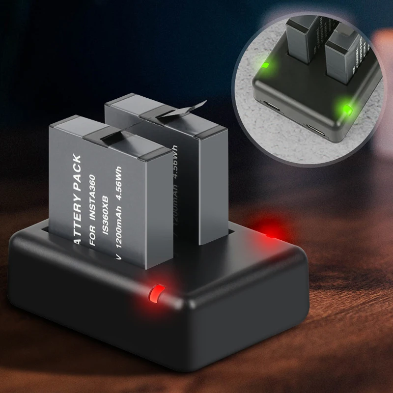 В наличии 1200mah Insta360 ONE X аккумулятор Micro / Type-C порт двойное зарядное устройство для