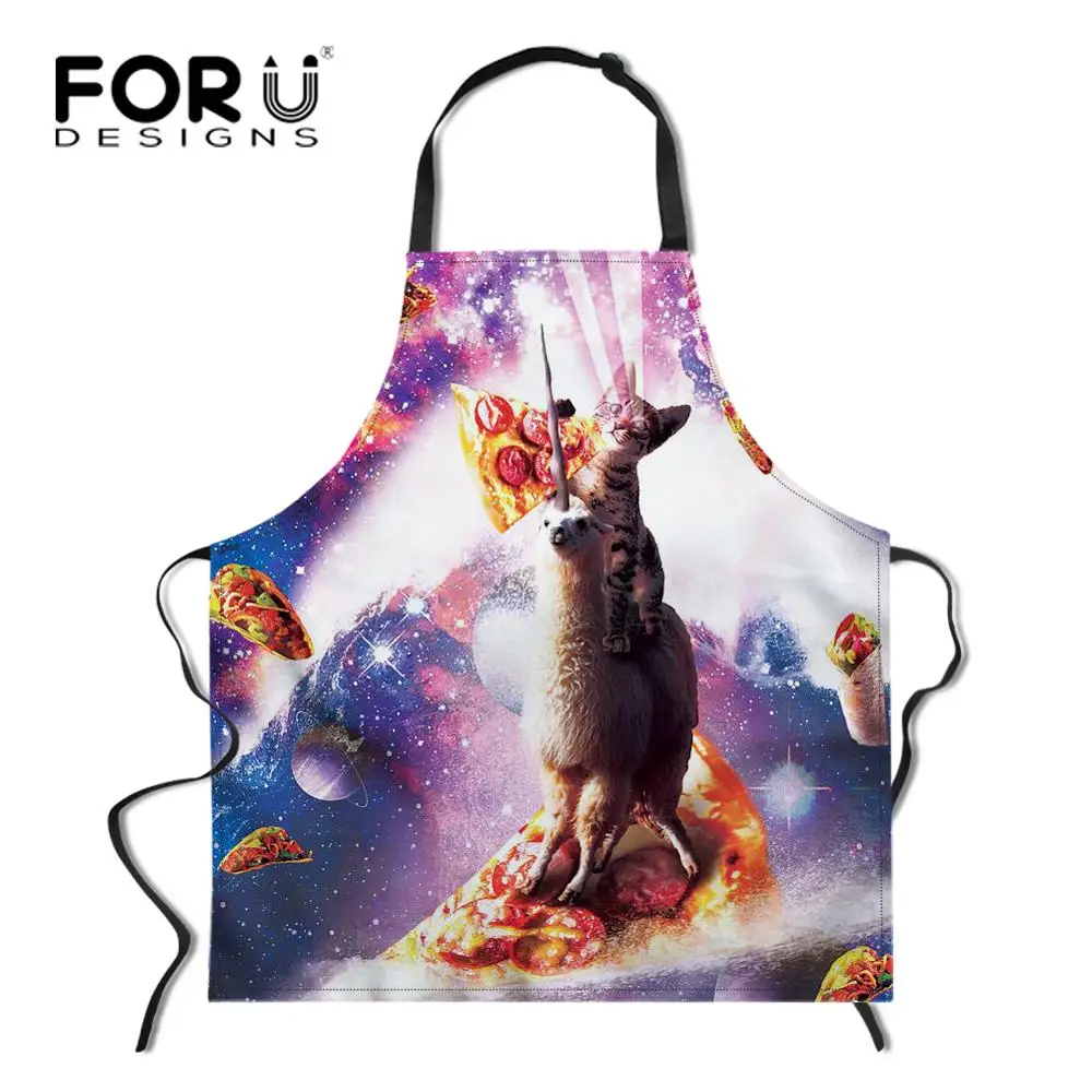 YY0759R FORUDESIGNS/Космический Galaxy Cat кухонный фартук в стиле унисекс Регулируемый поварский фартук без рукавов для приготовления барбекю - Цвет: YY0759R