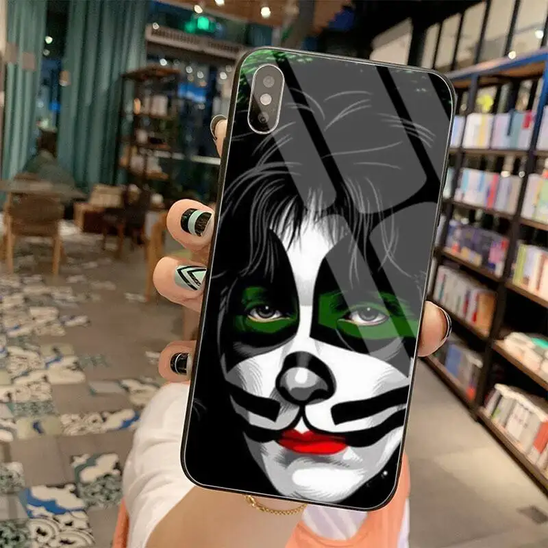 Милый блестящий чехол для телефона HPCHCJHM Kiss Band с закаленным стеклом iPhone 11 Pro XR XS MAX