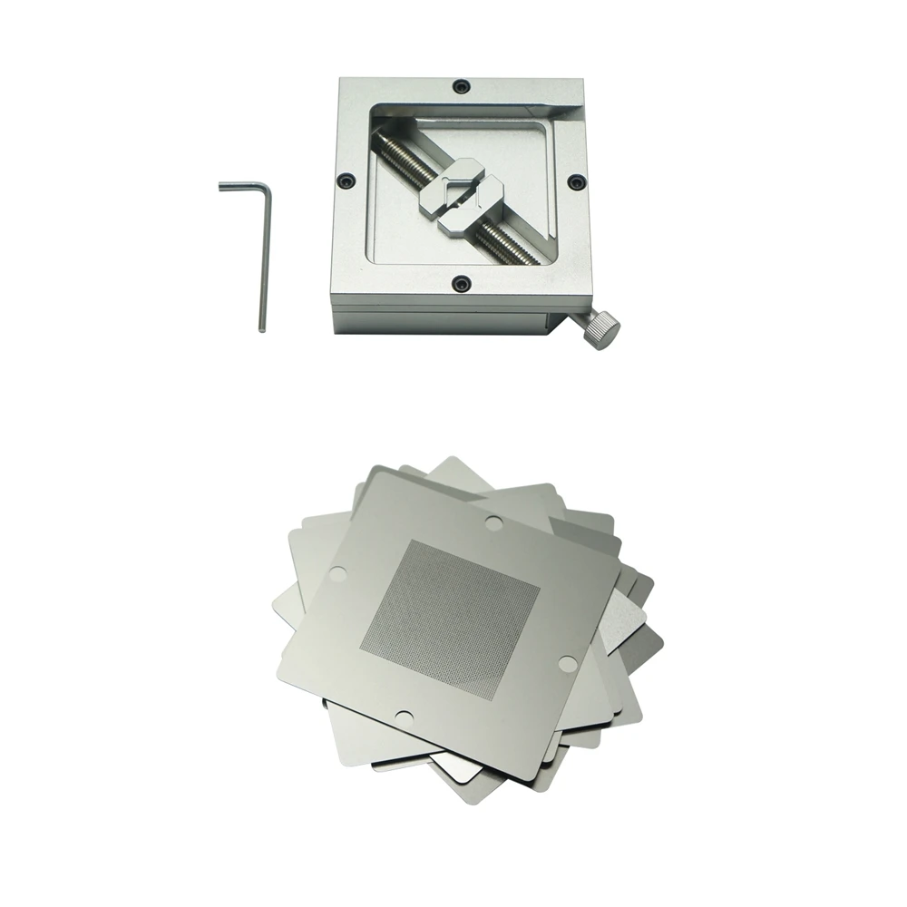 

Reballing KIT 170pcs Laptop Stencils HT-90MM Silver Reballing jig with 341PCS BGA Stencils for IC Repair