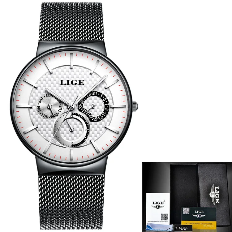Silver white LIGE список женские часы из розового золота кварцевые часы женские роскошные Брендовые женские часы для девочек Relogio Feminino+ коробка - Цвет: Silver white