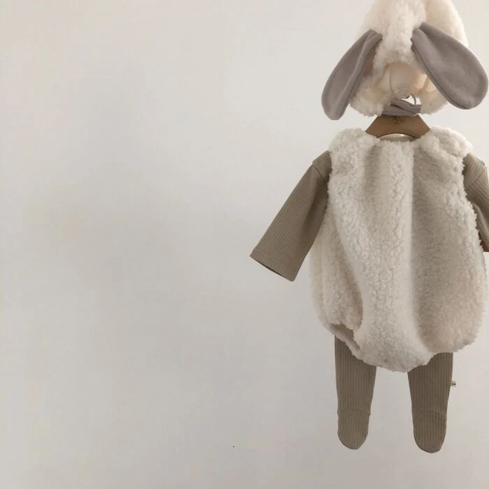 Корейская детская одежда наряды из овечьей шерсти милый костюм новорожденного